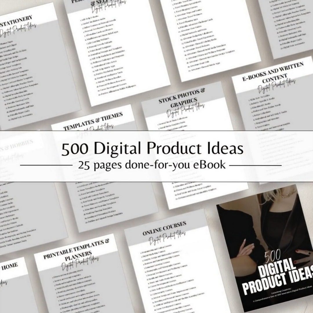 Done for You 500 Digital Product Ideas Ebook with MRR/PLR - Monday Products